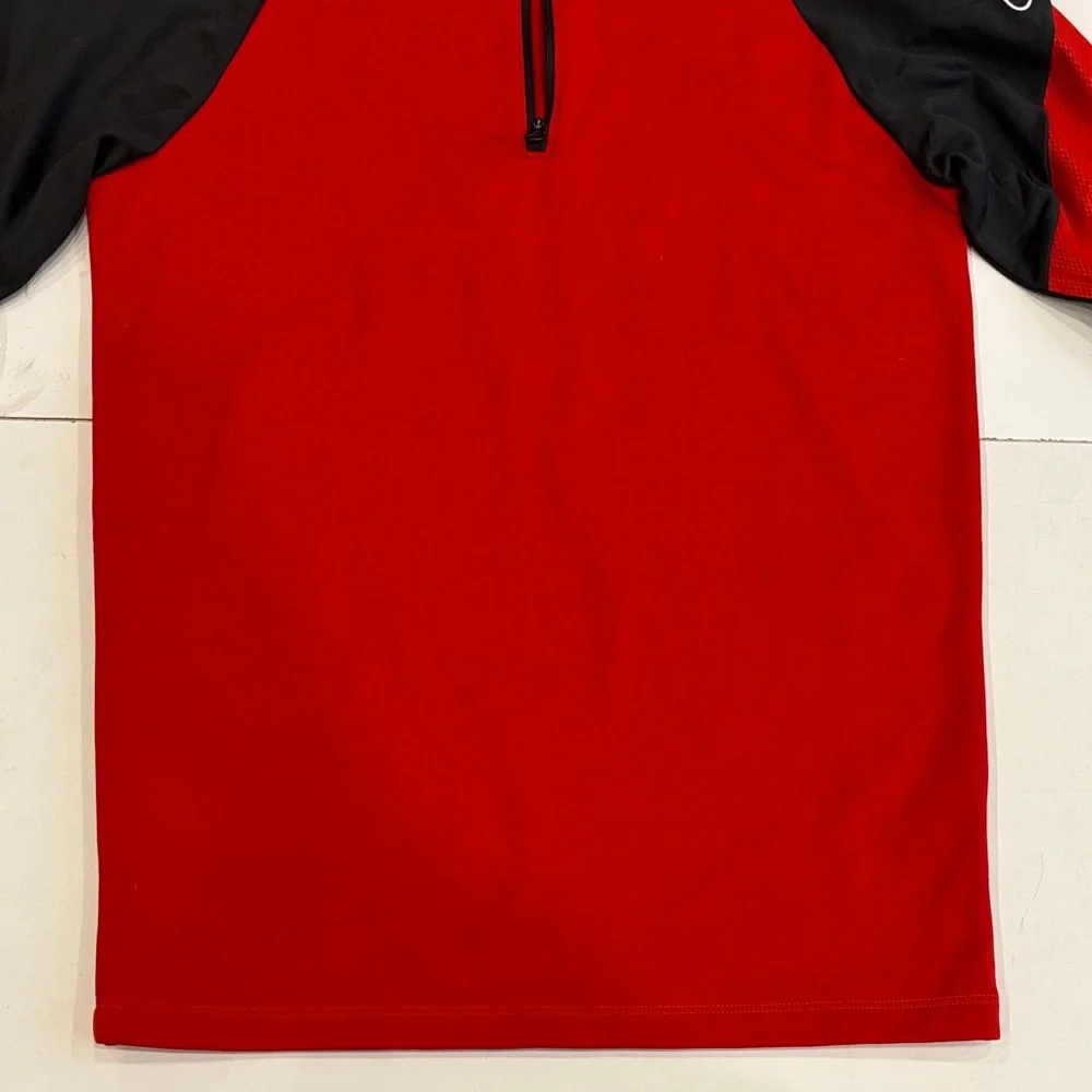 Nike Grey and Red Quarter-Zip Top